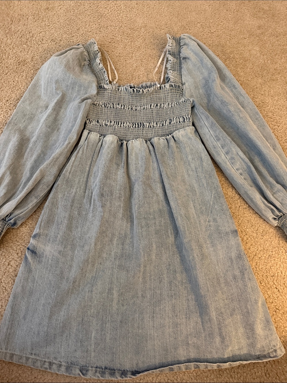 Lulu's Light Blue Smocked Denim Mini Dress